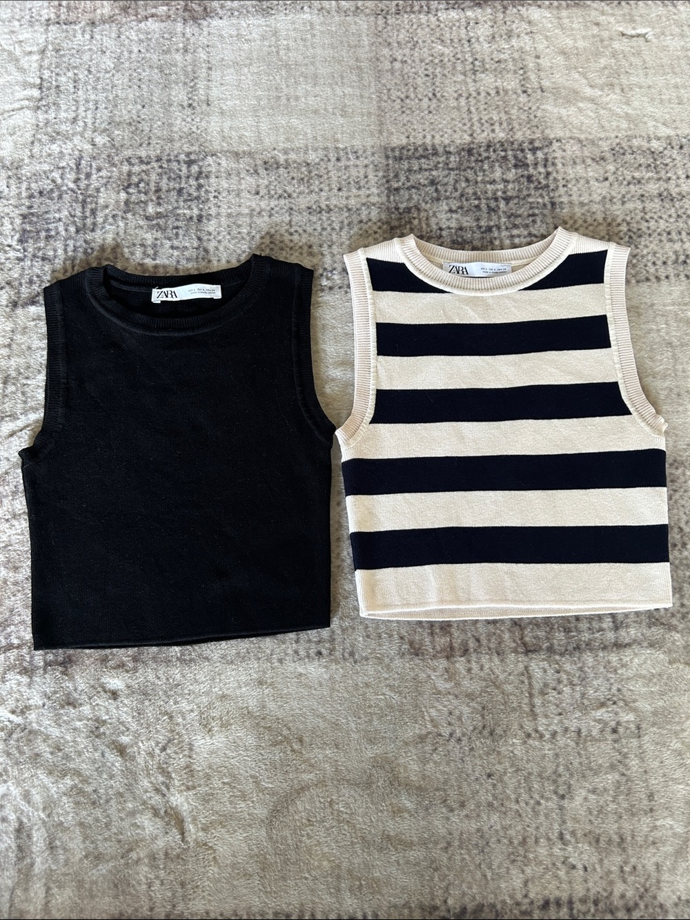 Zara Black & Cream Striped Tank Top Bundle